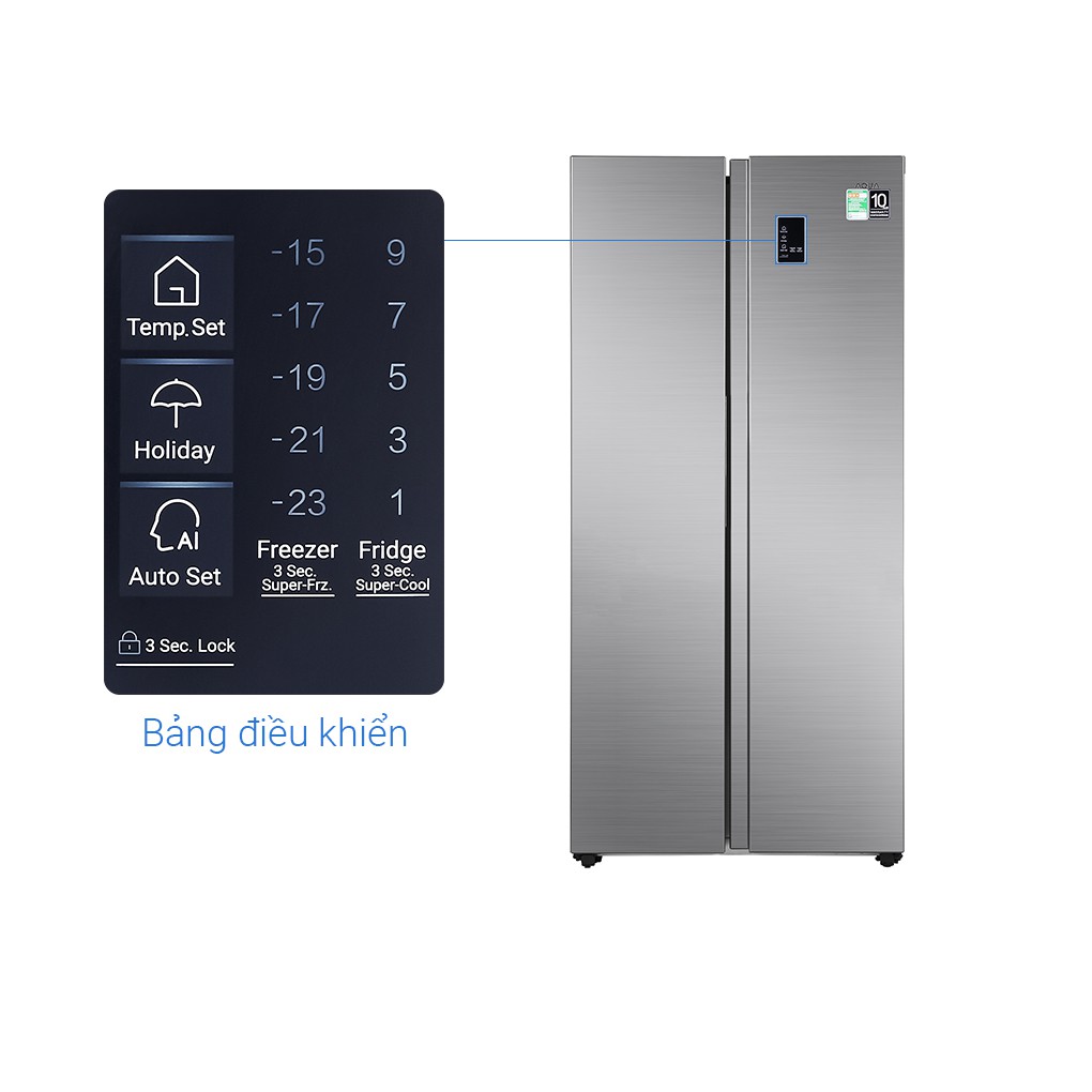 AQR-S480XA(SG)- MIỄN PHÍ CÔNG LẮP ĐẶT- Tủ lạnh Aqua Inverter 480 lít AQR-S480XA(SG) Mới 2021