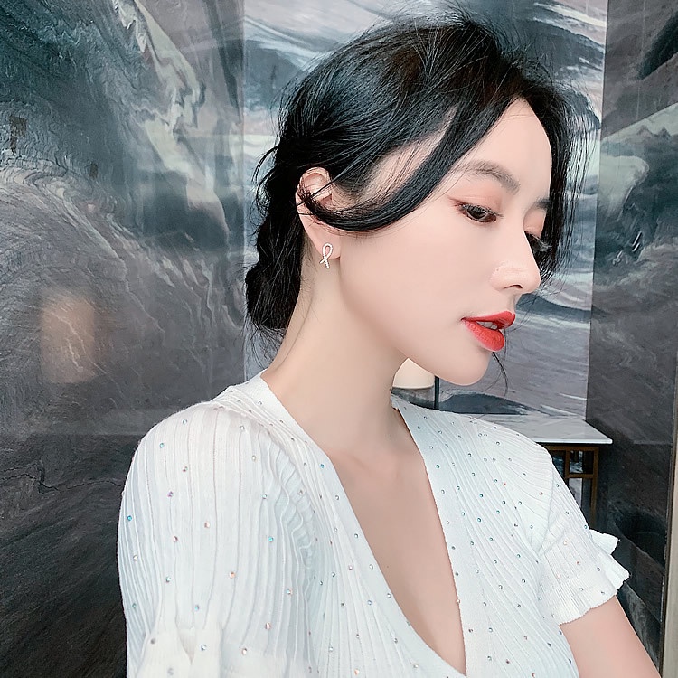 Bông tai tròn hình giọt nước đính đá nữ sang trọng