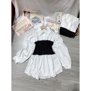 Áo sơ mi tay bo chun pha yếm