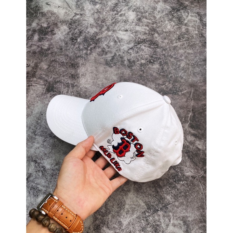 | Ảnh Thật | Mũ Bos.ton Logo Thêu Đỏ