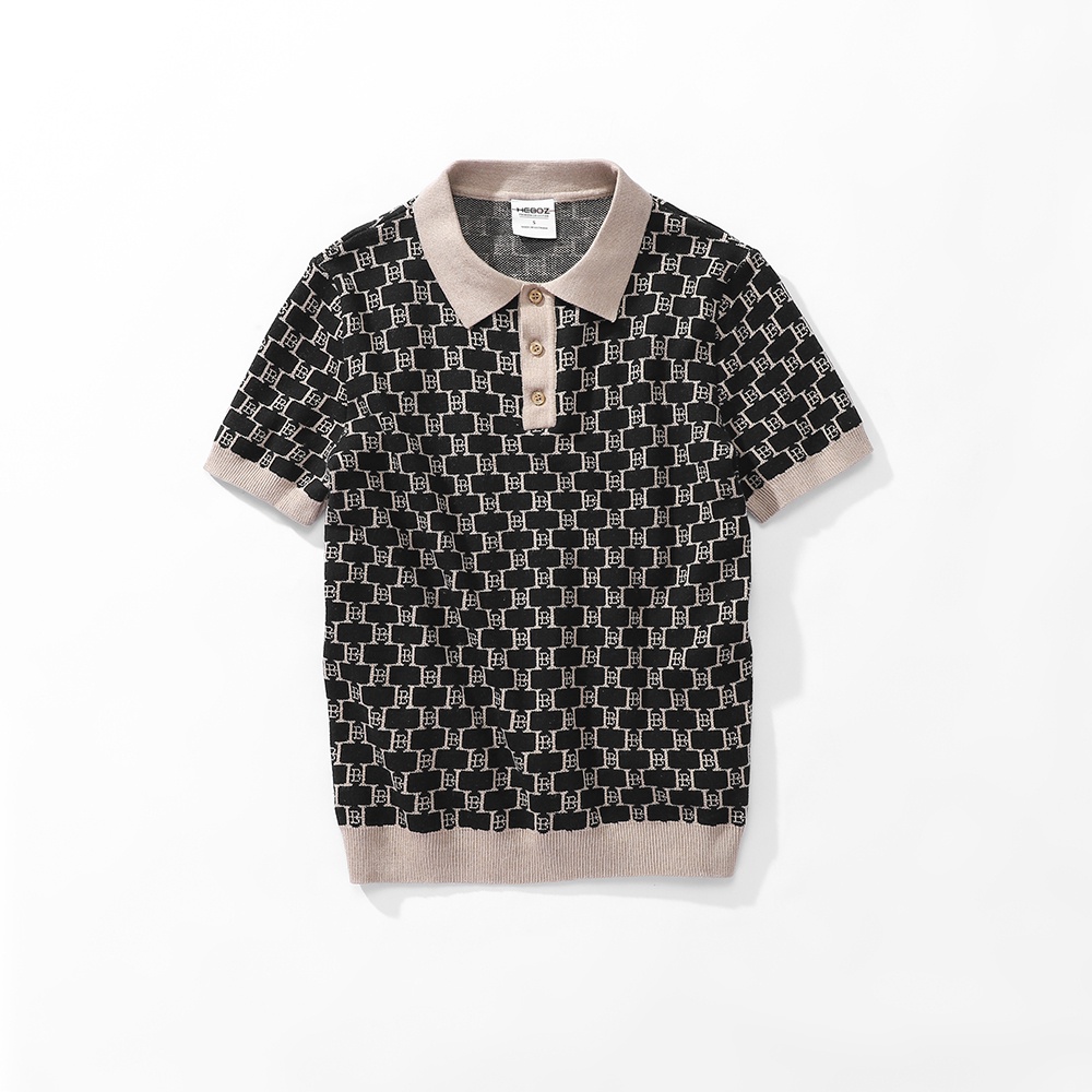 Áo thun nam cổ bẻ, polo HEBOZ chất vải dệt kim monogram cao cấp 2M - 00001238