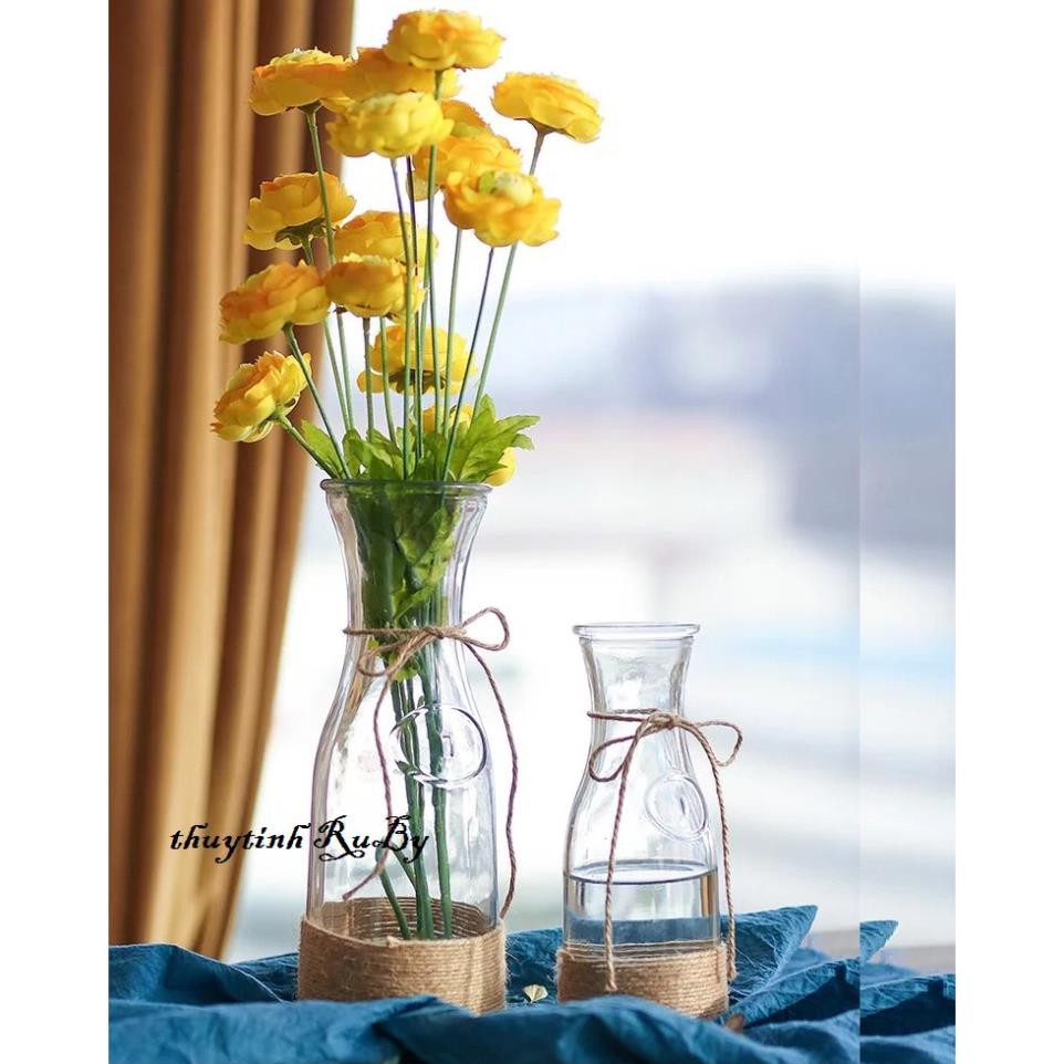 Combo 2 Bình Bông Lọ Hoa Thủy Tinh Eo Nhỏ, Bình Cắm Hoa Thủy Tinh