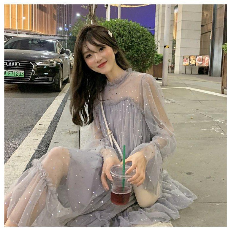 ⭐0412⭐ New French mesh midi skirt for students