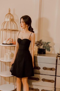 Váy hai dây đen cúp ngực✨ ảnh thật