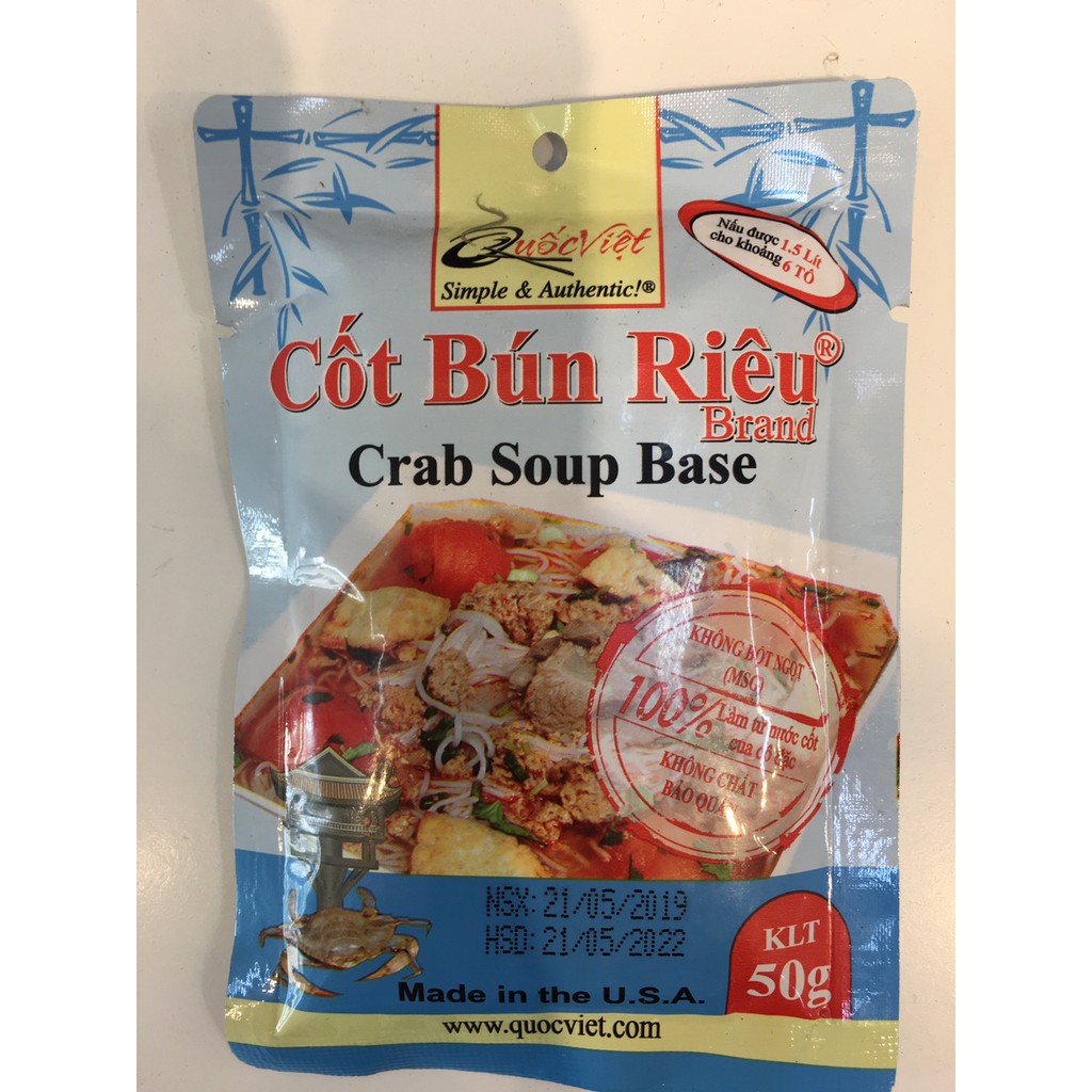 [FREESHIP + HOÀN XU]GIA VỊ NẤU Bún riêu Quốc Việt Foods 50g-Gia vị hoàn chỉnh nhập khẩu - Nấu được 6 tô