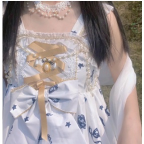 Đầm hai dây thiết kế chéo phong cách lolita gothic màu tối