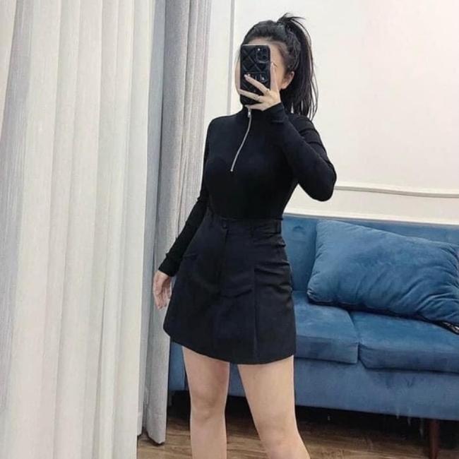 Quần short giả váy lưng chun cạp cao, quần giả váy chất kaki mềm có quần lót bên trong dáng siêu xinh - Mia Shore M241