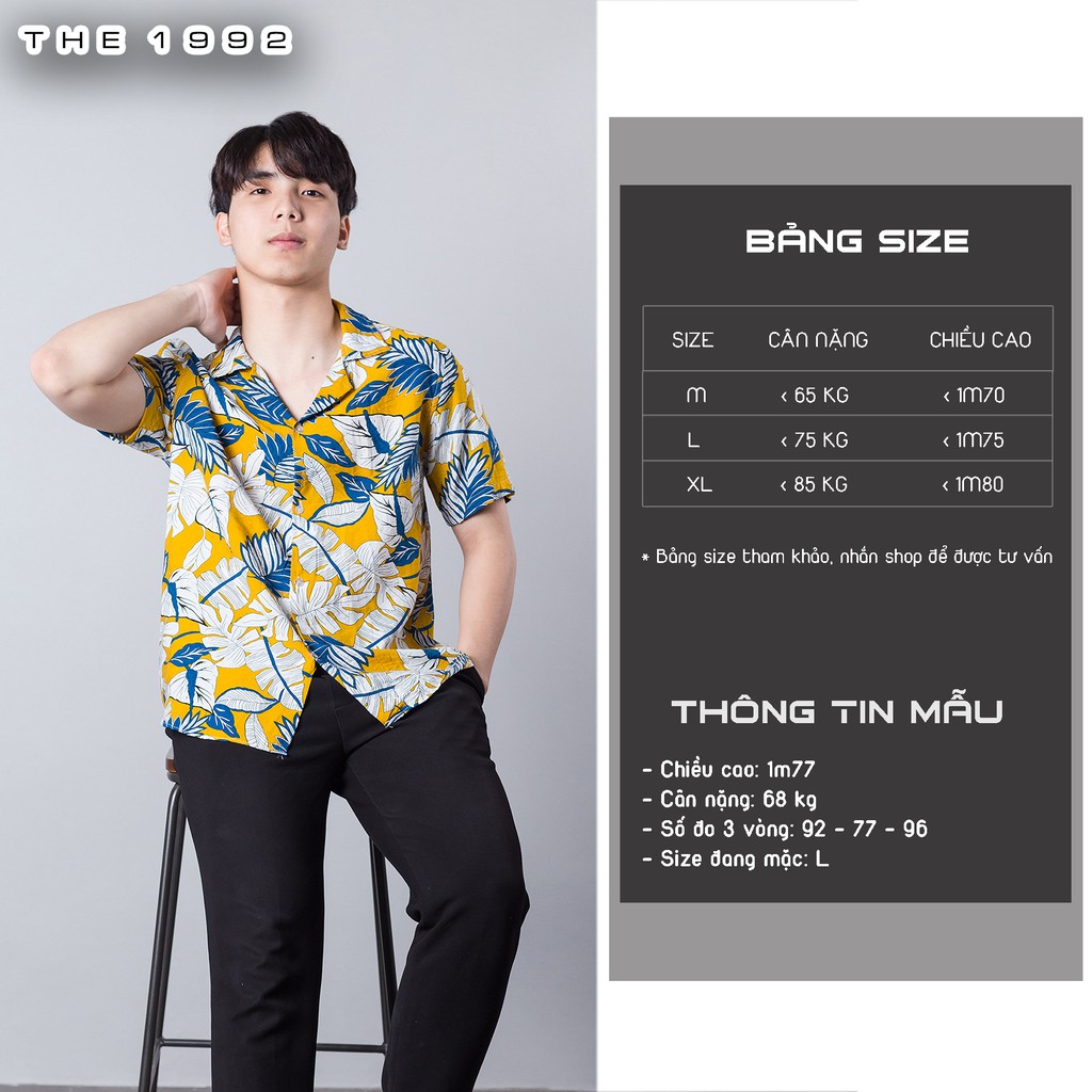 Áo sơ mi họa tiết PATTERN Cuban shirt hoa lá đi biển PA011