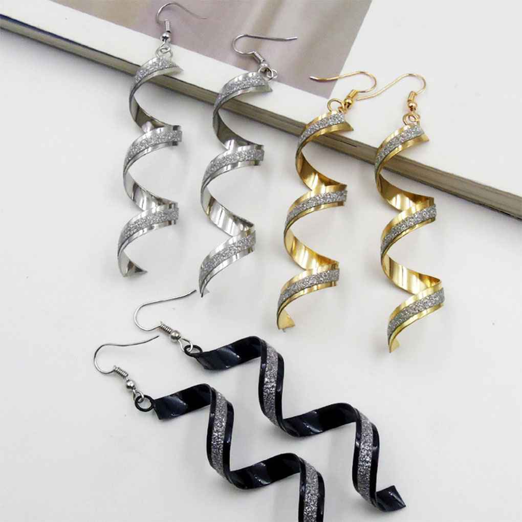 Hoa Tai Hợp Kim Thiết Kế Xoắn Ốc Phong Cách Retro