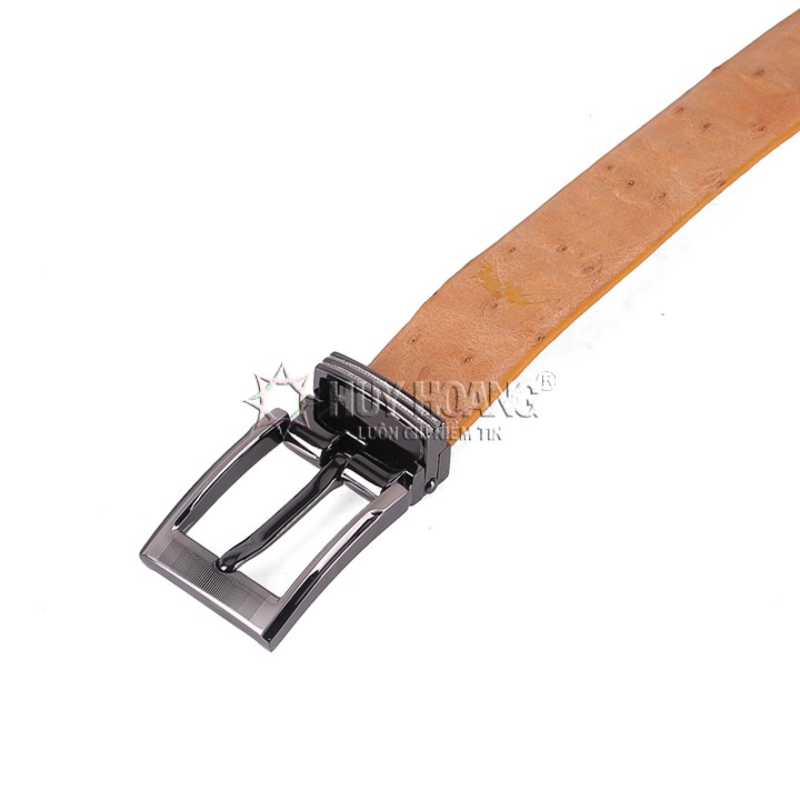 Thắt lưng nữ da đà điểu Huy Hoàng da hột màu vàng bò HP5423