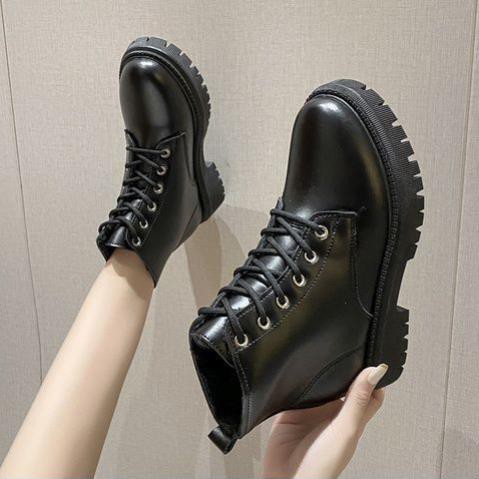 NEW Sale#Ống ngắn kiểu Anh Martin boots của phụ nữ sinh viên đầu mùa thu Phong cách Hàn Quốc Giày cao cổ viền ren . '