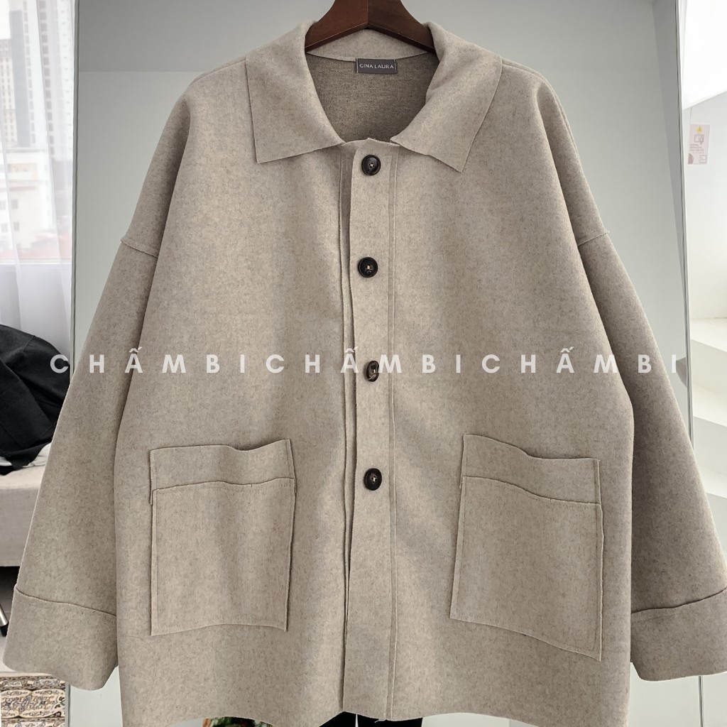 Áo Khoác Dạ Lì Cổ Đức Túi Vuông Siêu Xinh Freesize - A.083 | BigBuy360 - bigbuy360.vn