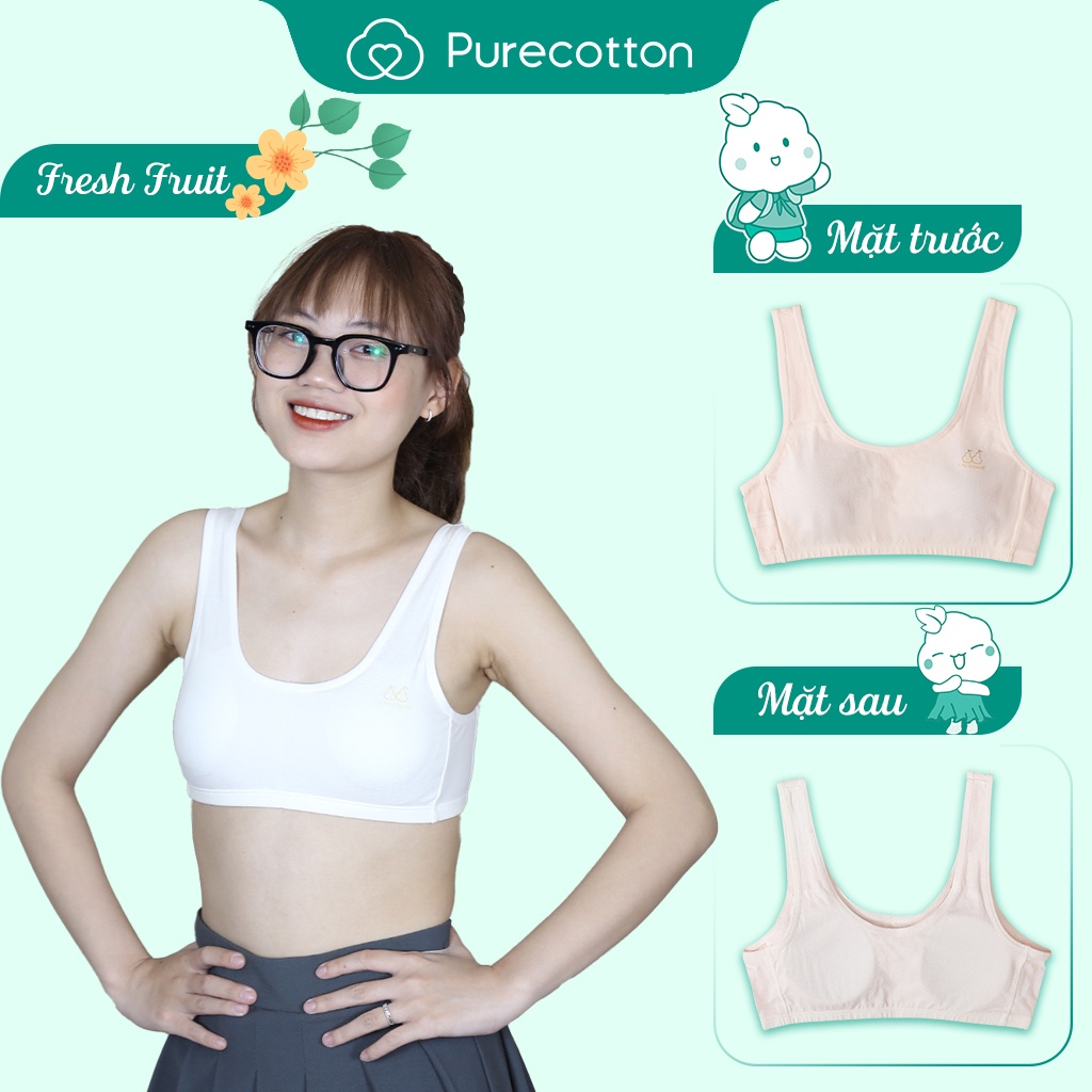 Áo lá học sinh cho bé gái mới lớn Purecotton chất liệu cotton cao cấp kiểu dáng chui đầu không đệm PC059