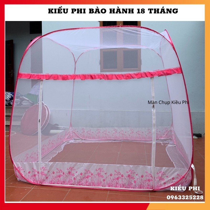 Mùng Chụp Tự Bung đỉnh vuông Kiều Phi - Màn chụp tự bung người lớn gấp gọn có viền chân siêu bền