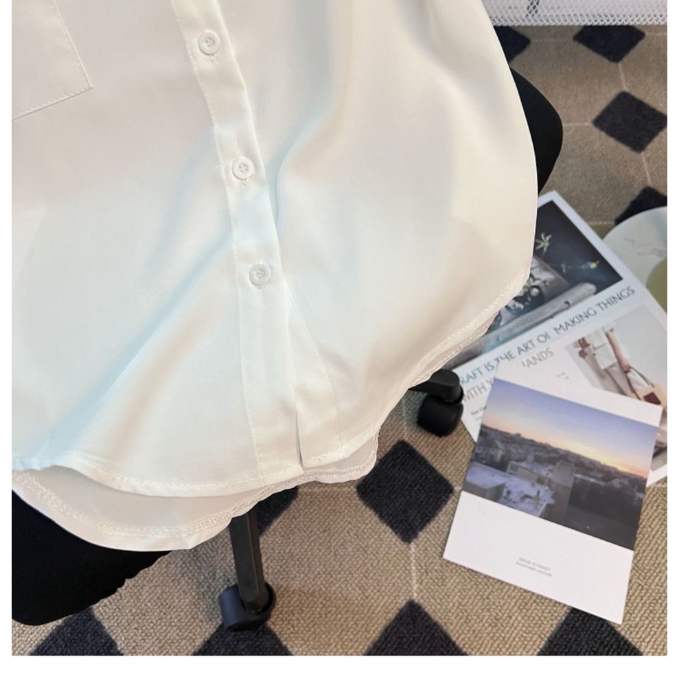 Áo Sơ Mi chiffon Tay Ngắn Dáng Rộng Màu Trơn Phong Cách Hàn Quốc Thời Trang Mùa Hè Cho Nữ