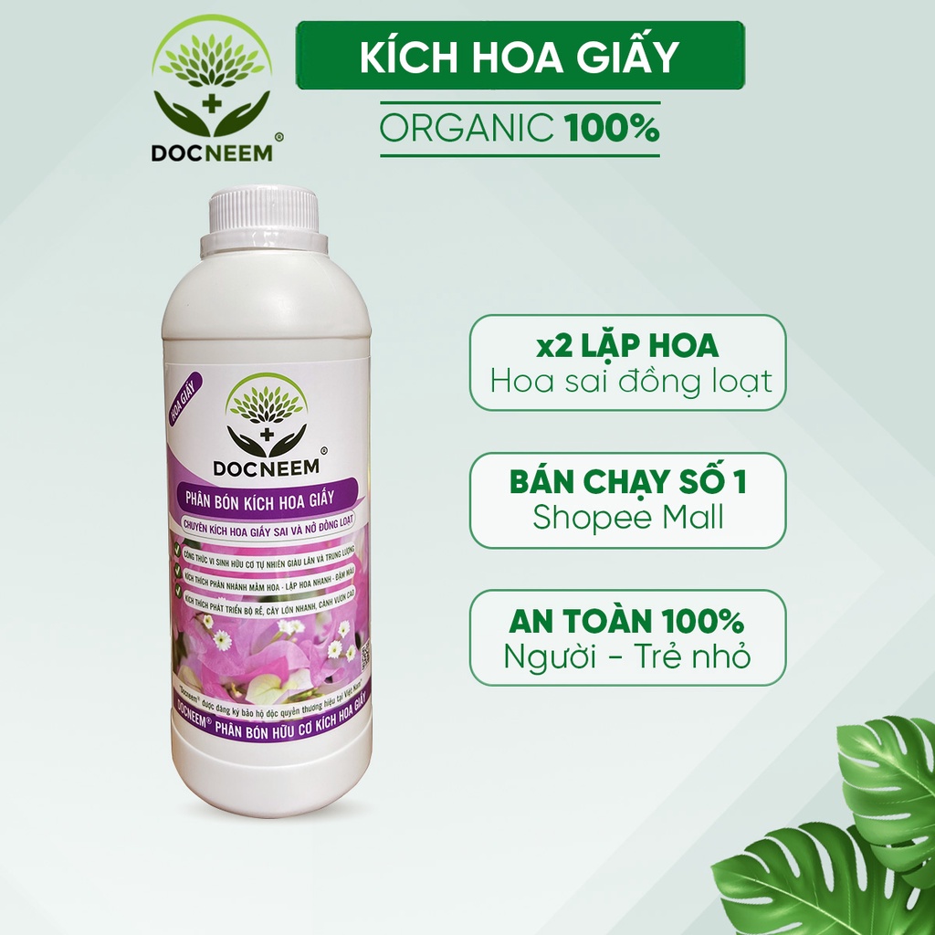 Phân bón hoa giấy DOCNEEM, kích bông giấy ngũ sắc, cẩm thạch, thái, mỹ sai hoa, lặp hoa nhanh, nở đồng loạt, chai 1 lít