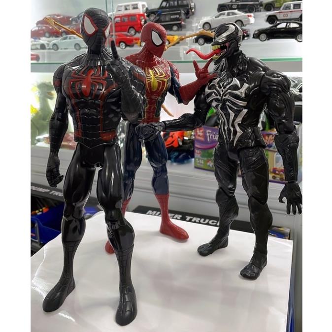 Mô Hình Siêu Đại Chiến Người Nhện, Venom, Nhện Đen Mô Hình Cao Cấp, Có Khớp Tay Chân Linh Hoạt, Đèn Và Nhạc Cao 30CM