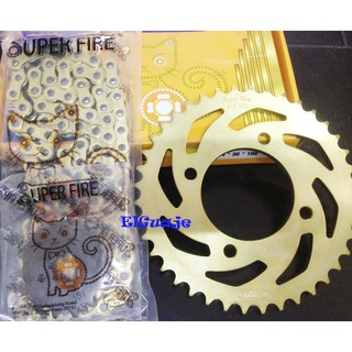 Bộ nhông xích (nhông sên dĩa) Sirius FI (thương hiệu Superfire - màu vàng)