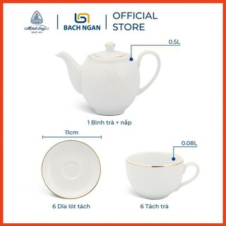 bộ ấm chén Minh Long 0.5L - bộ ấm chén Minh Long