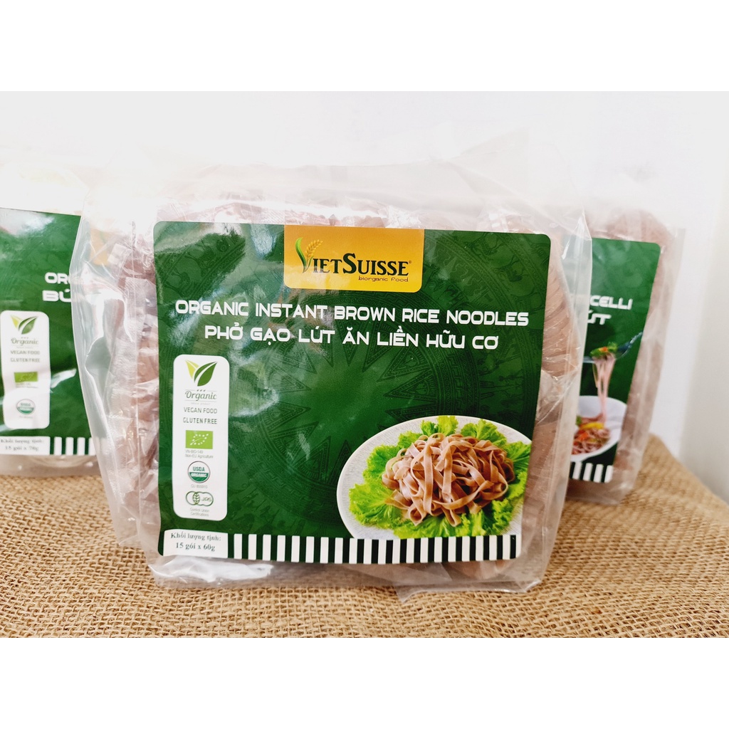 Bún tươi gạo lứt hữu cơ sấy khô VietSuisse (70g x 15 gói/túi) - Date: 11/2022