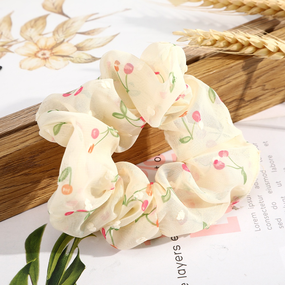 Dây Cột Tóc Haimeikang Vải Voan In Hình Quả Cherry Phong Cách Hàn Quốc Mới