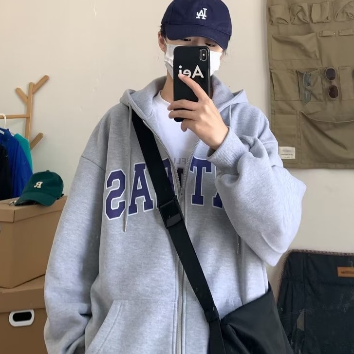 Áo hoodie Dáng Rộng In Chữ Phong Cách Hàn Quốc Thời Trang Cho Nam Và Nữ
