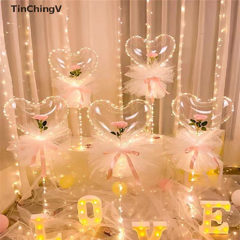 Bong Bóng Hình Hoa Hồng Có Đèn Led Trang Trí Sinh Nhật / Đám Cưới