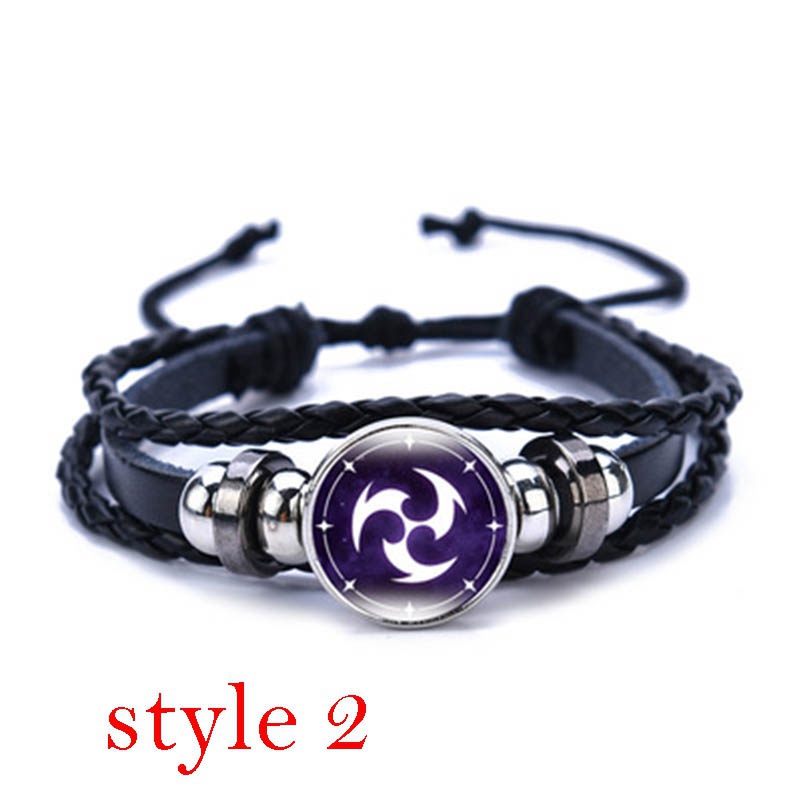 Vòng tay bằng da có thể điều chỉnh thiết kế họa tiết mô phỏng theo game Genshin Impact thời trang