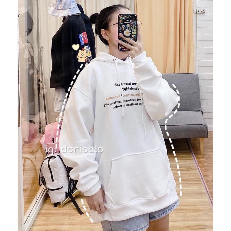 áo hoodie nỉ trắng