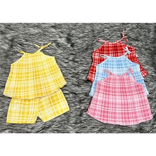 Bộ Lụa Xếp Li Cột Dây Bé (6-14kg) (giao màu ngẫu nhiên)