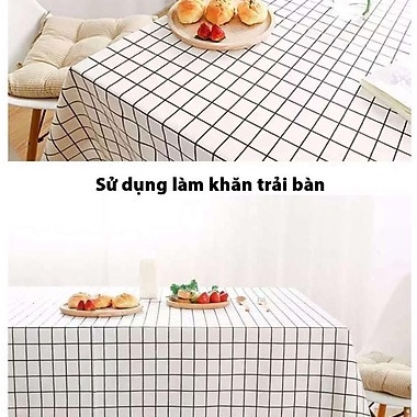 Khăn trải bàn HỒNG caro Hàn Quốc chống dầu chống thấm cao cấp 180 x 137cm