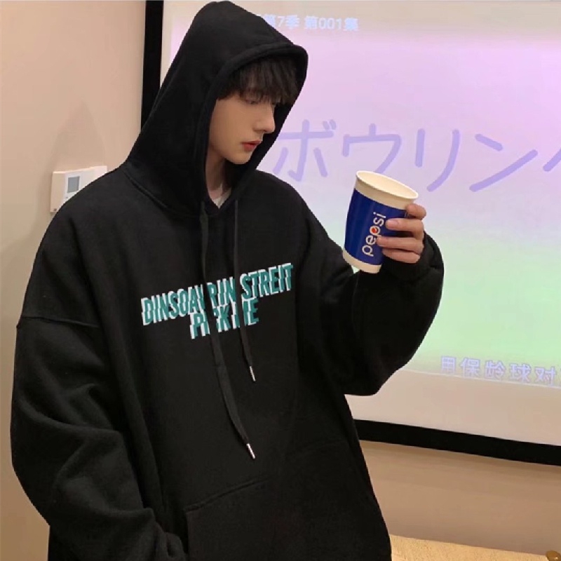Áo hoodie Thể Thao Dáng Rộng In Chữ Thoải Mái Thời Trang Hàn Quốc Cho Nam Cỡ M-5XL