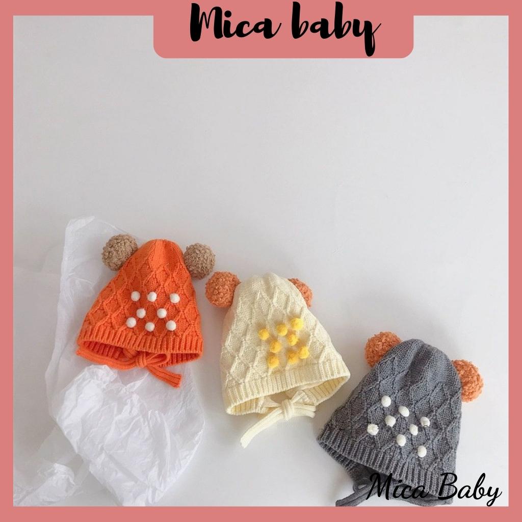 Mũ len tai bông chấm nhỏ đáng yêu cho vé từ 1-5 tuổi Mica baby ML43