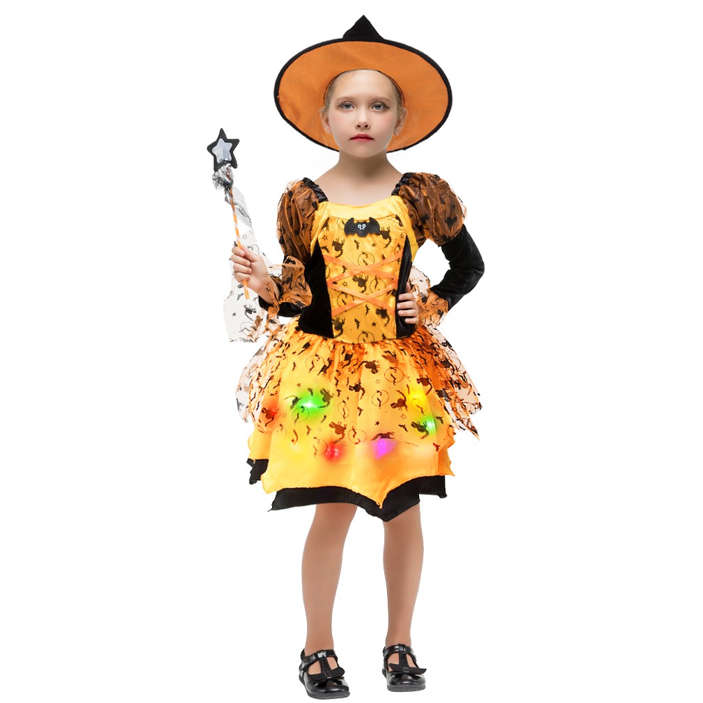 Trang Phục Hóa Trang Halloween Nhân Vật Phù Thủy Cho Bé Gái