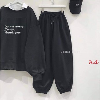 Sét ba món Do not+áo sơ mi+quần bom đen