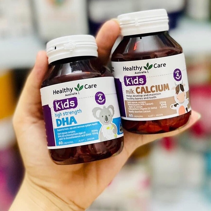Viên uống Dha Heathy Care và Canxi Healthy Care cho bé 60 viên của Úc