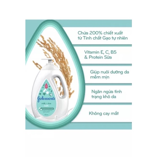 Sữa tắm chứa sữa và gạo Johnson's Milk + Rice bath 1000ml