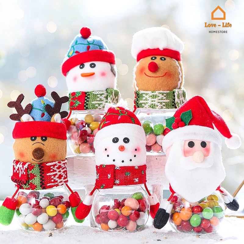 Hũ Đựng Kẹo Có Dây Treo Hình Ông Già Noel Dễ Thương Trang Trí Giáng Sinh