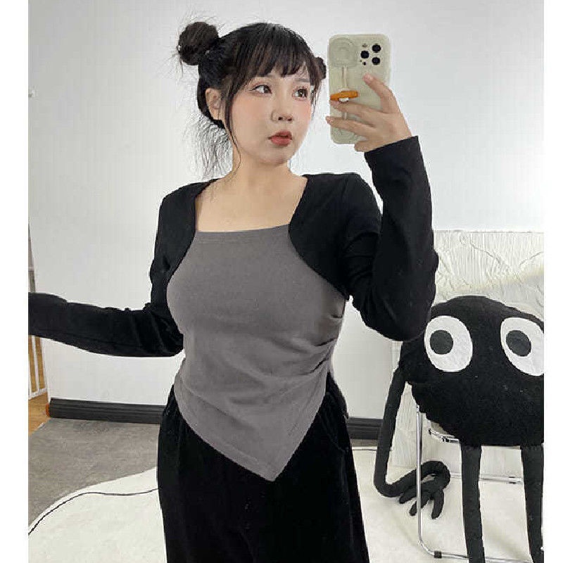 Áo Thun Dài Tay Dáng Rộng Thiết Kế Bất Đối Xứng JL-TX-533