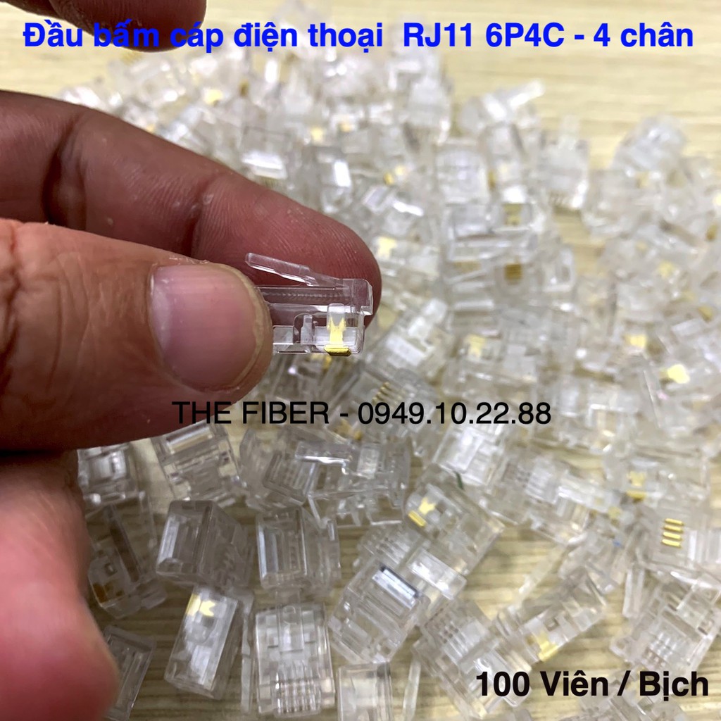 Đầu bấm line điện thoại RJ11 6P4C - Loại 4 chân