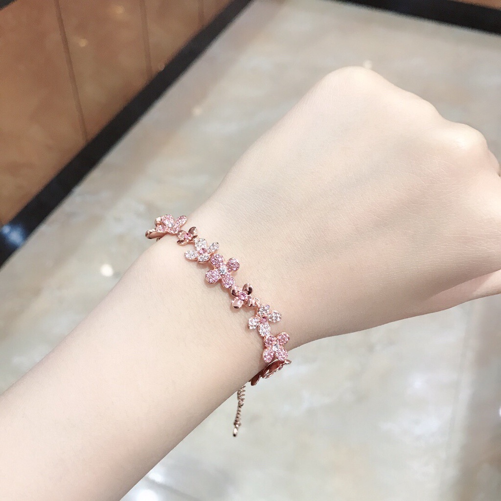 FREE SHIP VòngTay Nữ Swarovski ELDERFLOWER Plum Bracelet Rose Gold Crystal Flower Bracelet Bracelet Quà Tặng Cho Bạn Gái