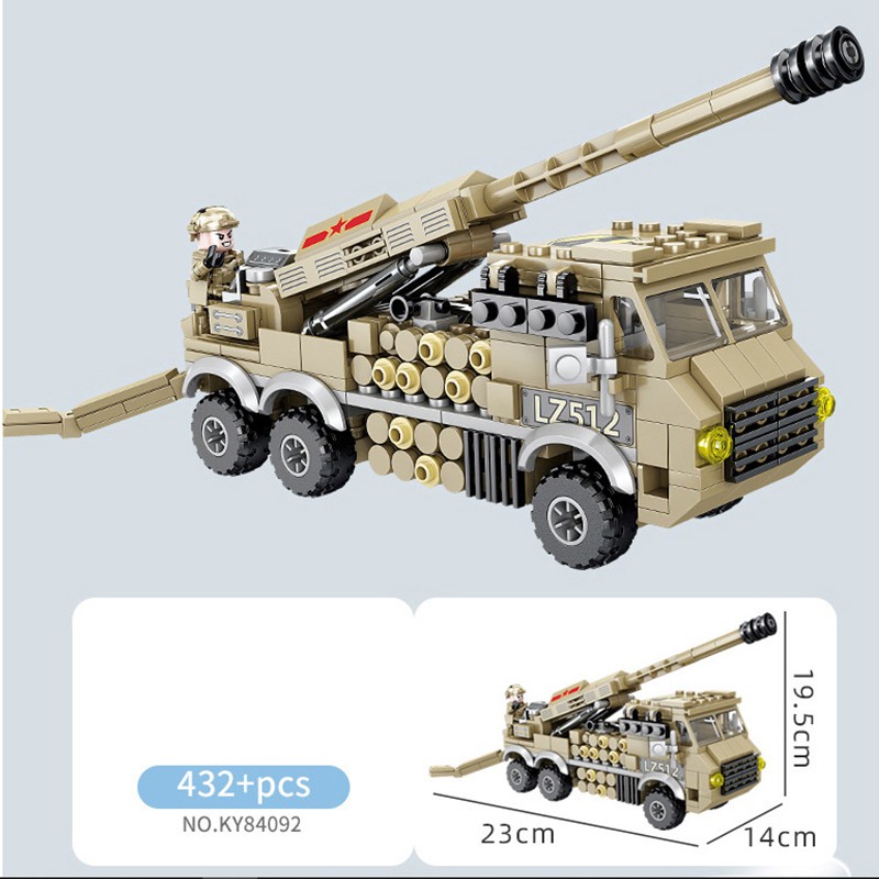 Lego Xe Tải Bắn Pháo - Đồ Chơi Lego Lắp Ghép Xe Quân Sự: Xe Chở Pháo Binh Hạng Nặng - 432+ Chi Tiết - PiBo