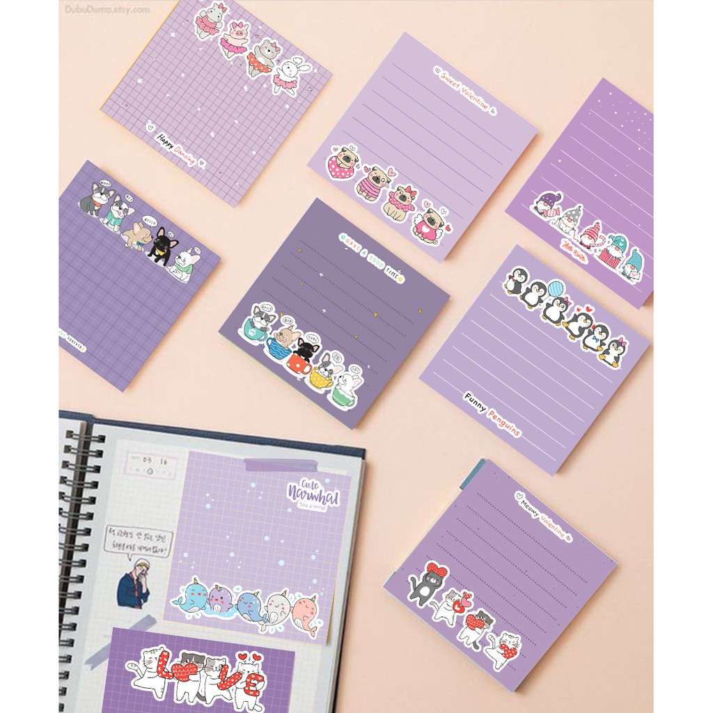 Totoro Note animal kute màu tím 30 tờ không keo