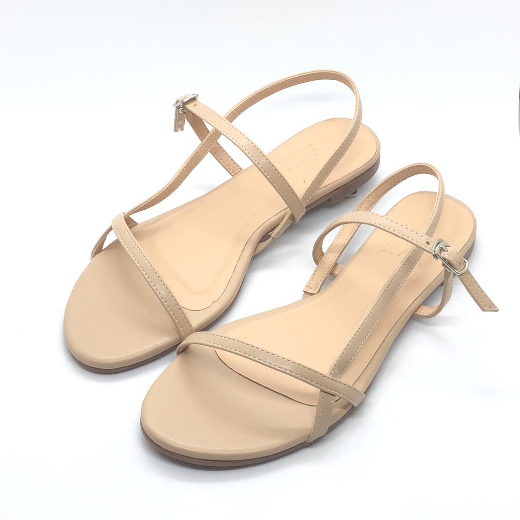 Sandal Nữ ZORI Đế Bệt 1cm Mũi Tròn Quai Mảnh Ngang Dọc Hông Thời Trang SD134