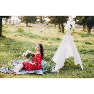 Váy Phong Cách Boho Màu Đỏ