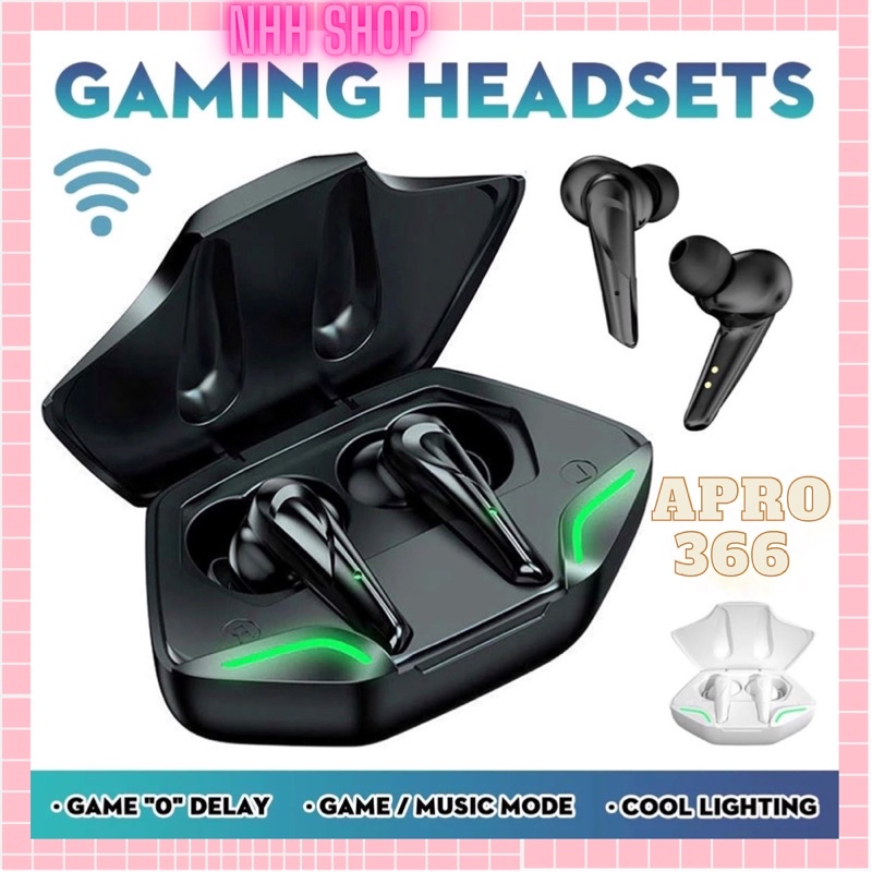 Tai Nghe Bluetooth Gaming Apro 366 5.0 Có Mic - Đỗ Trễ Cực Thấp - Chính Hãng Nghe Nhạc Chơi Game Kết Nối Mọi Dòng Máy