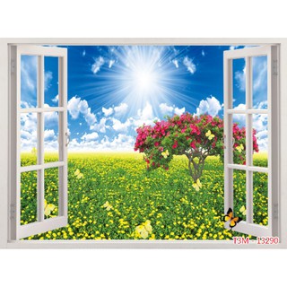 Tranh dán tường cao cấp cửa sổ 3D 02