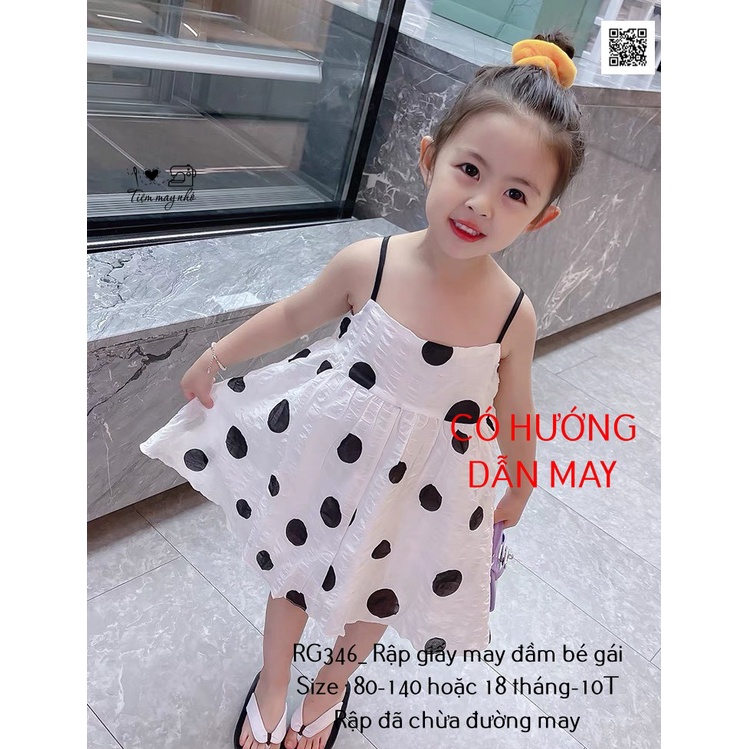 RG346_Rập giấy may váy dây 2 lớp bé gái