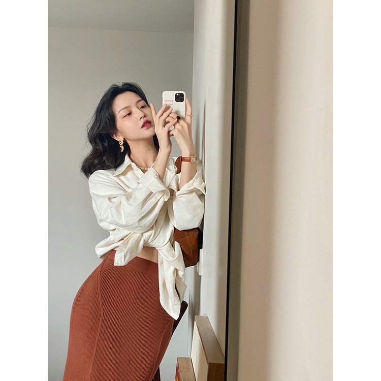 Áo dáng rộng chất nhung tăm phong cách Hồng Kông retro mới  dành cho nữ