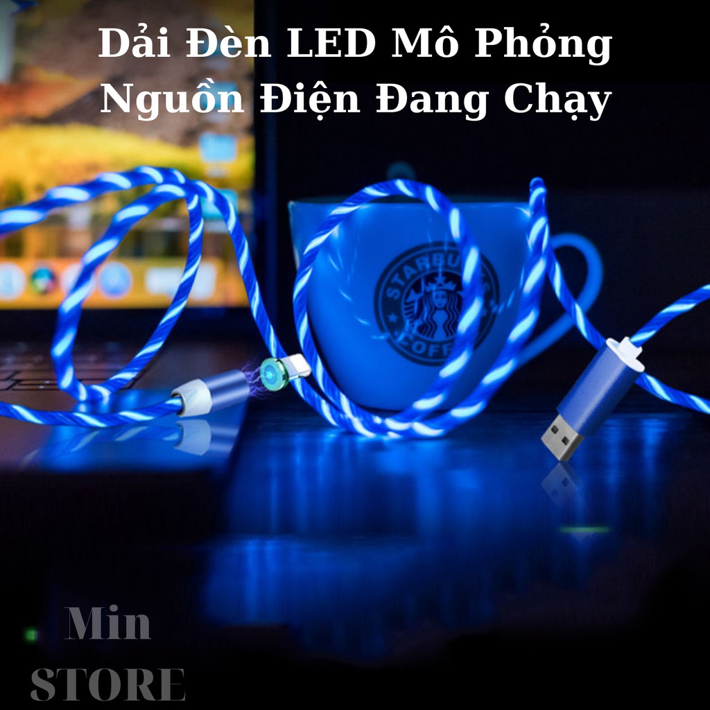 Cáp sạc nam châm Type - C có đèn Led phát sáng siêu đẹp dài 1m cho iPhone/Android